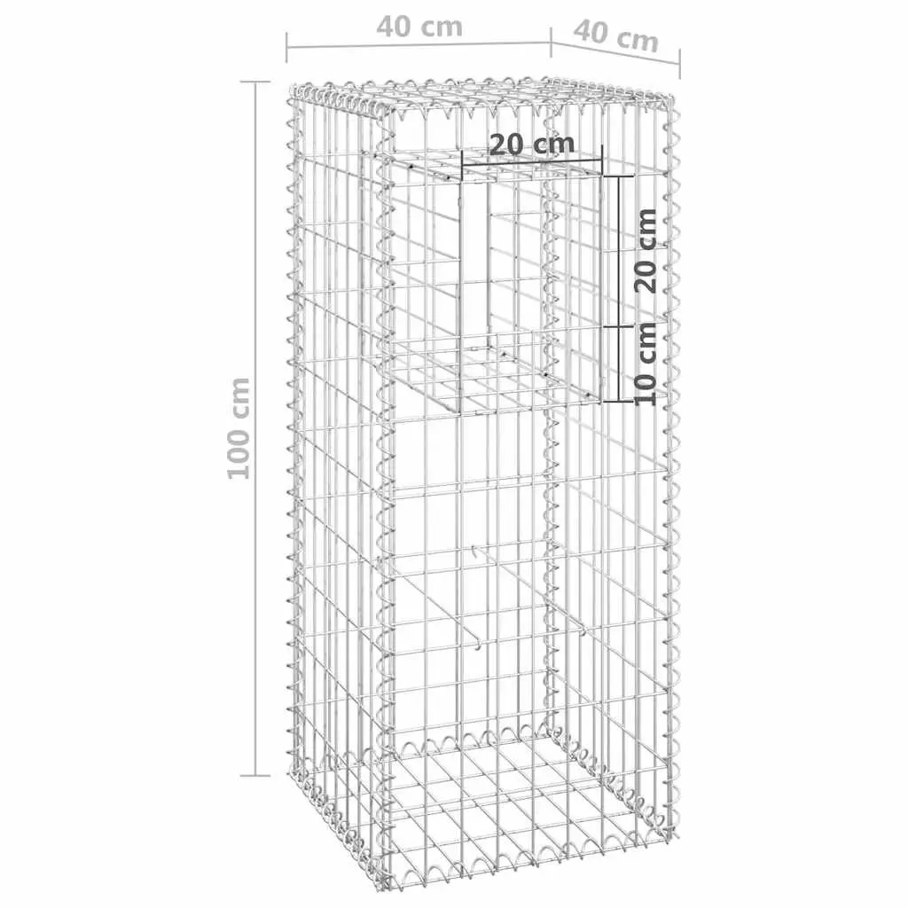 Gabion Basket Posts Set 2 pcs 40x40x100 cm Iron
