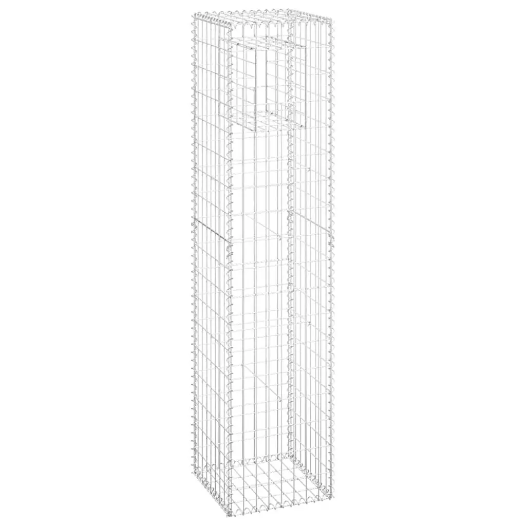 Gabion Basket Post for Garden Fencing 40x40x180 cm Iron Decorative Barrier
