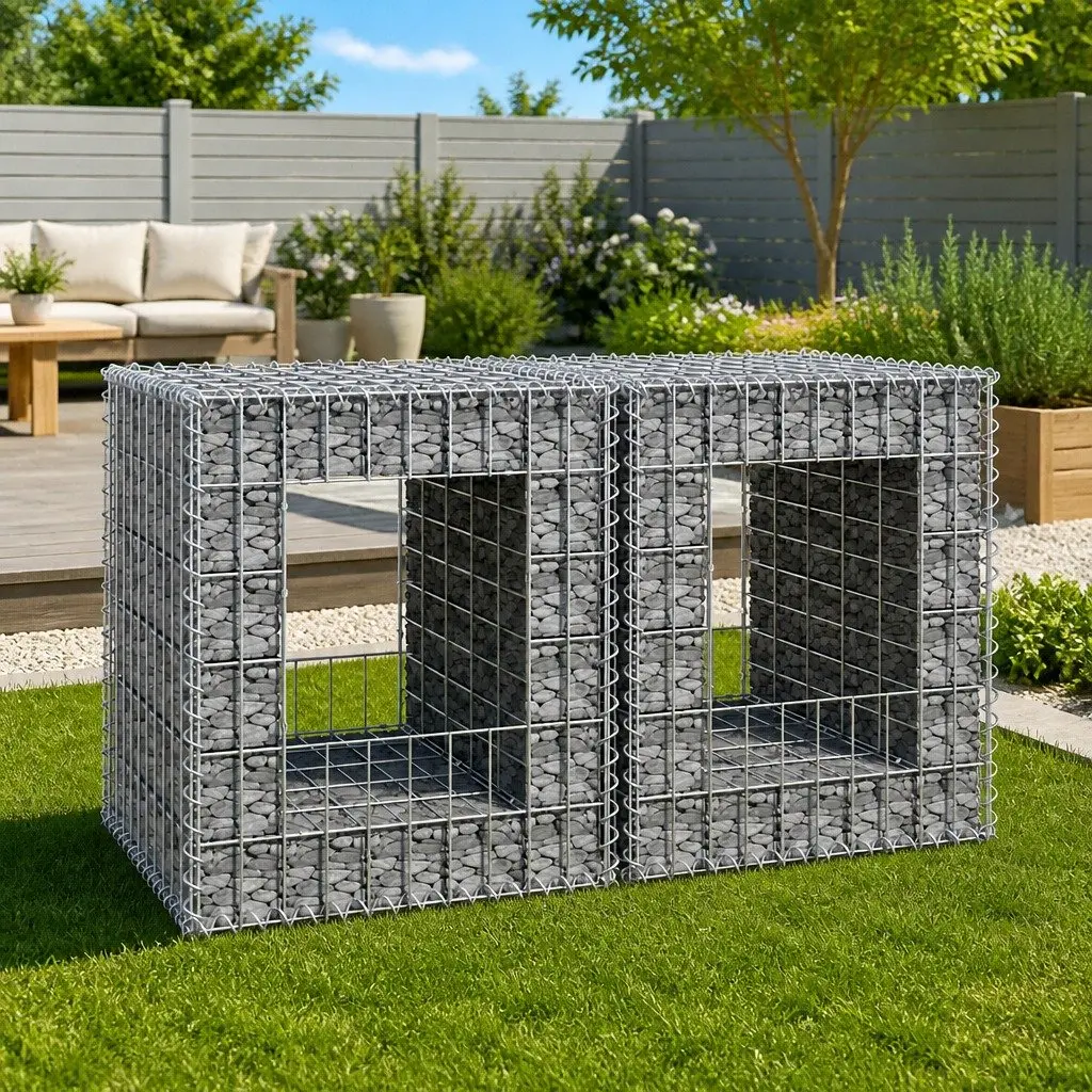 Gabion Basket Posts Garden Fencing 50x50x60 cm Iron Wire Mesh