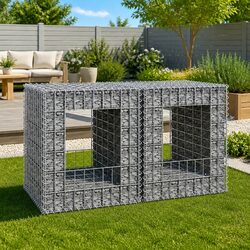 Gabion Basket Posts 50x50x60 cm Iron Wire Mesh Set of 2