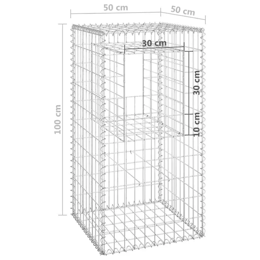 Gabion Basket Posts 2 pcs 50x50x100 cm Iron Garden Fence Barrier Patio
