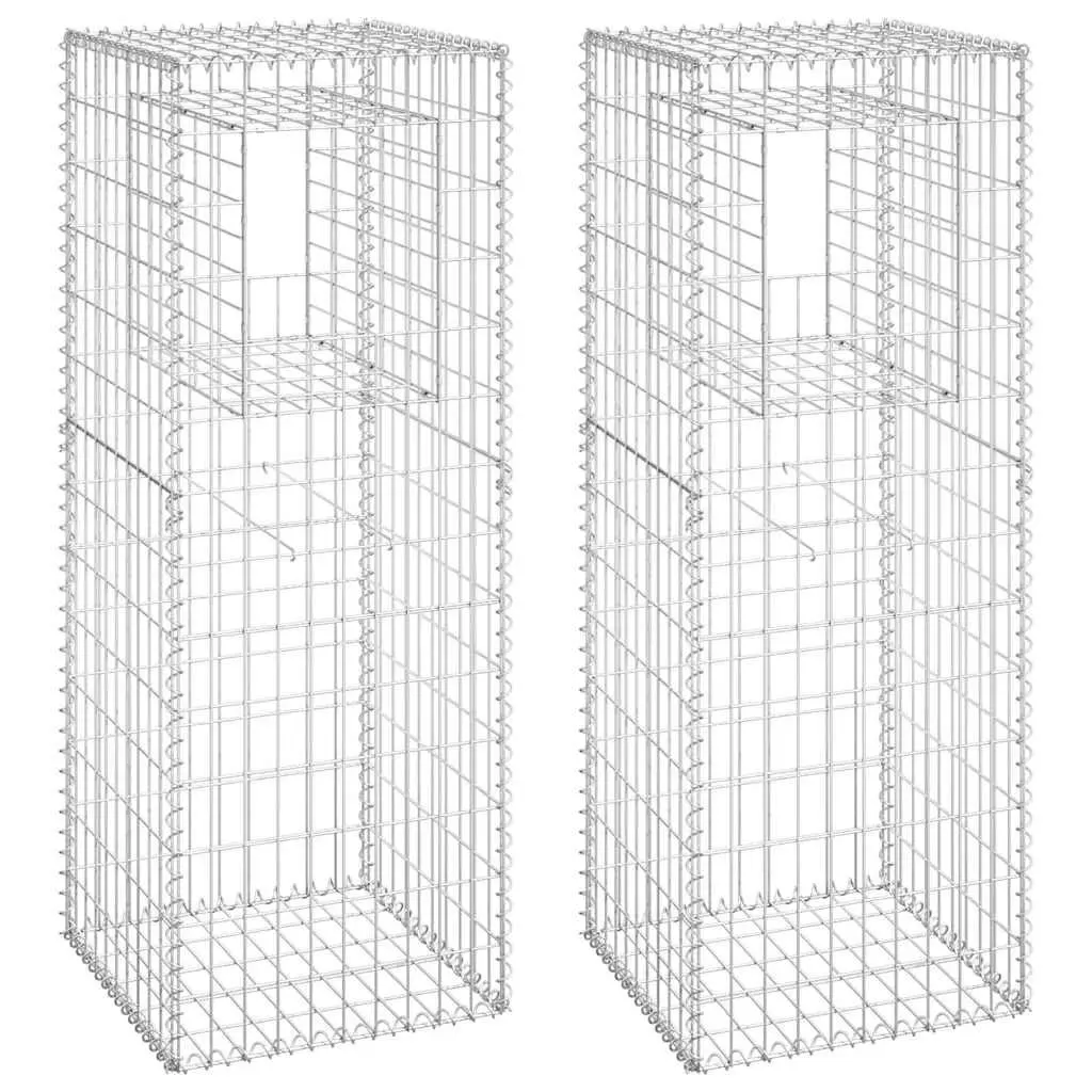 Gabion Basket Posts 2pcs 50x50x140cm Iron Fence Garden Patio Decor Filler