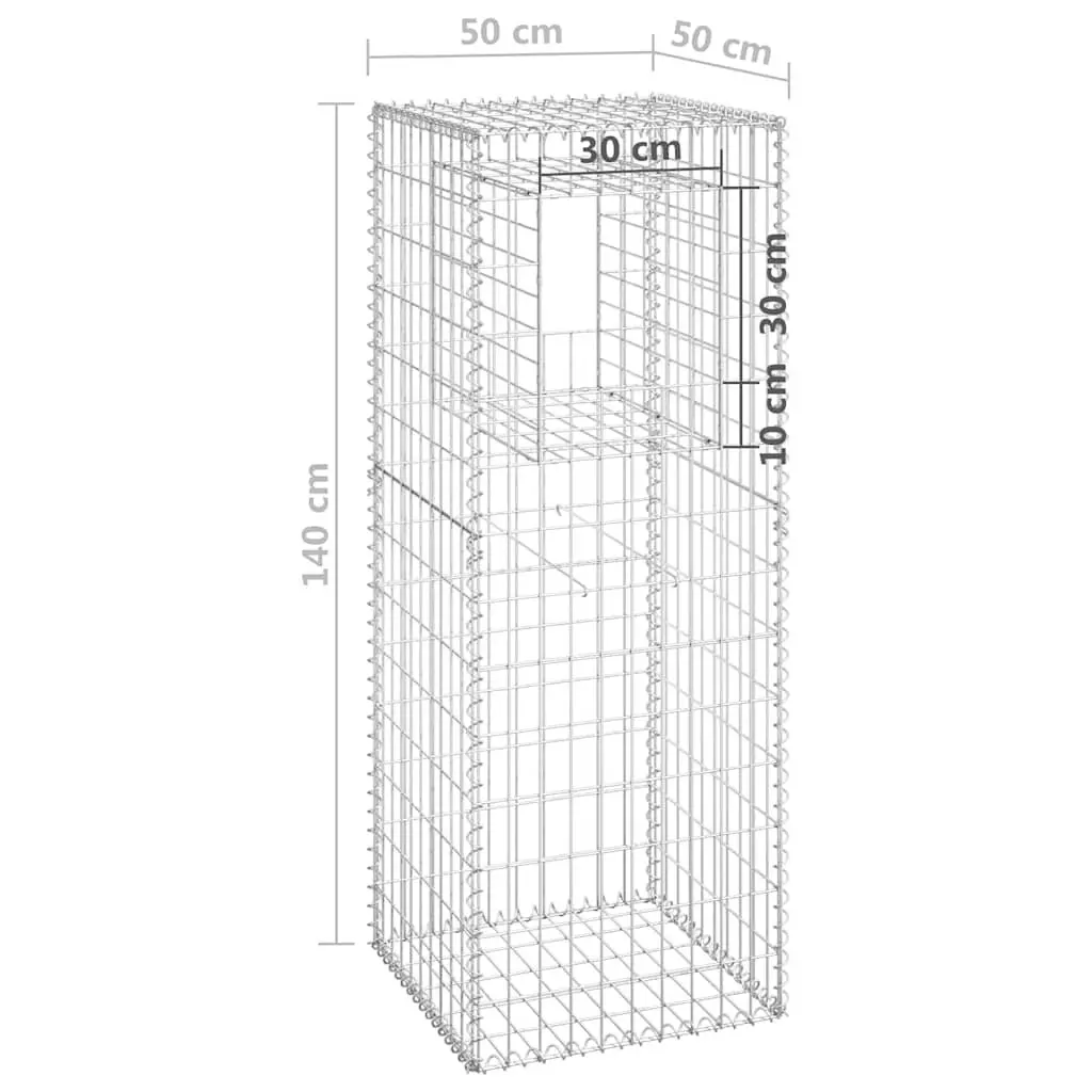 Gabion Basket Posts 2pcs 50x50x140cm Iron Fence Garden Patio Decor Filler