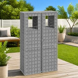 Gabion Basket Posts - 2 pcs Iron Garden Fencing, 50x50x180 cm
