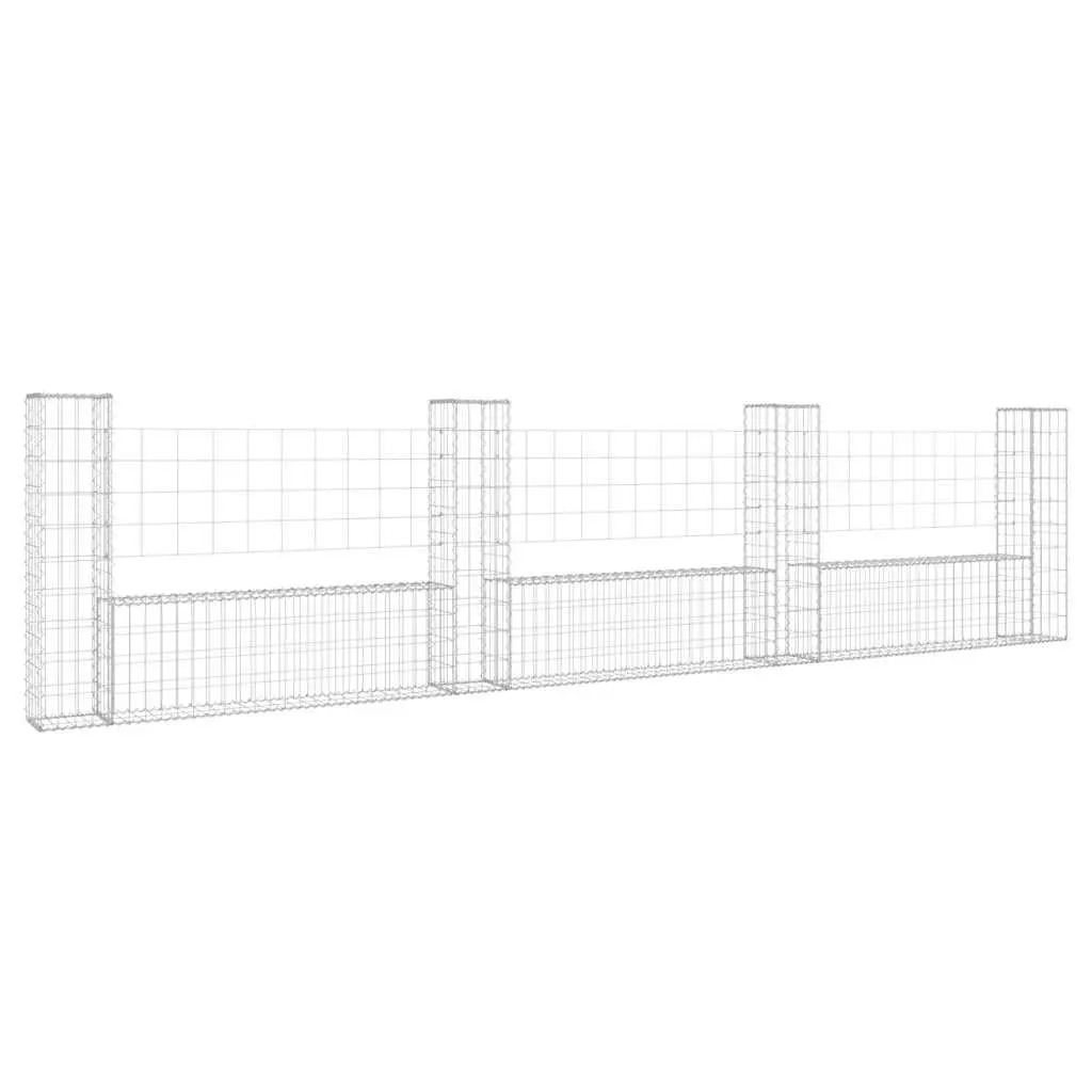 U-Shape Gabion Basket Fence Panel for Garden Retaining Wall 380 x 20 x 100 cm