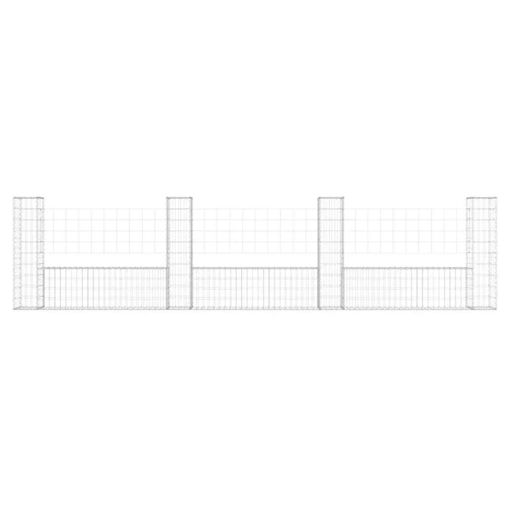 U-Shape Gabion Basket Fence Panel for Garden Retaining Wall 380 x 20 x 100 cm