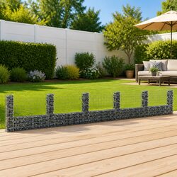 U-Shape Gabion Basket 6 Posts Iron Retaining Wall Garden Fence Panel Landscape