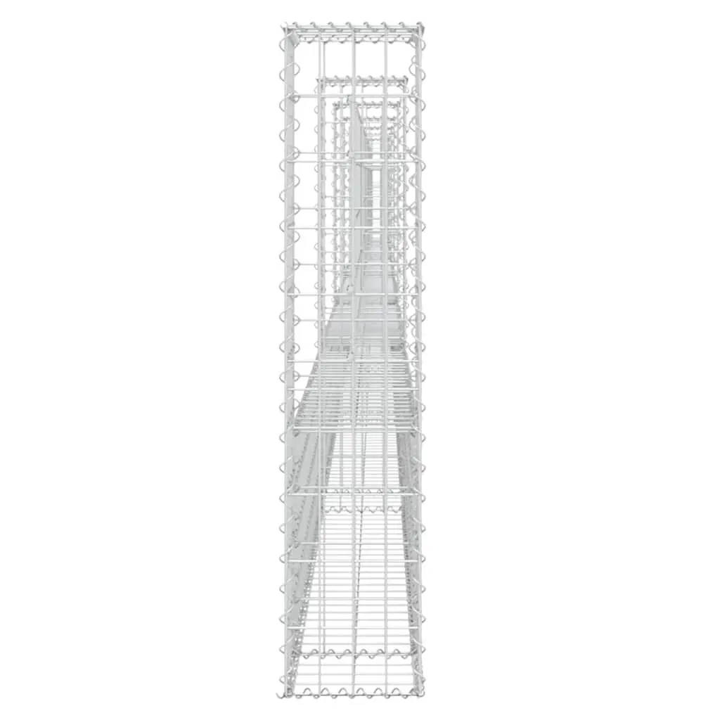 U-Shape Gabion Basket Garden Fence Panel 620 x 20 x 100 cm with 6 Posts Iron Retaining Wall