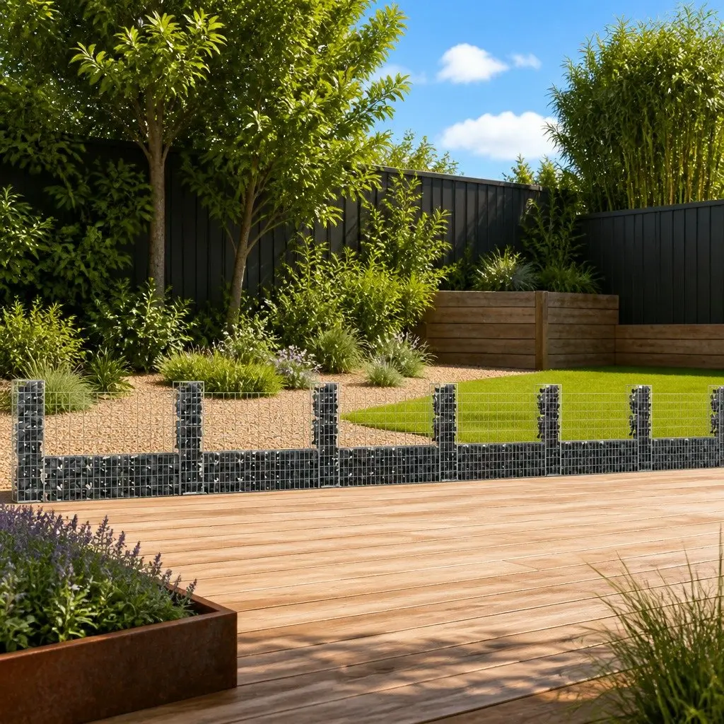 U-Shape Gabion Basket Garden Retaining Wall 740 x 20 x 100 cm with 7 Posts