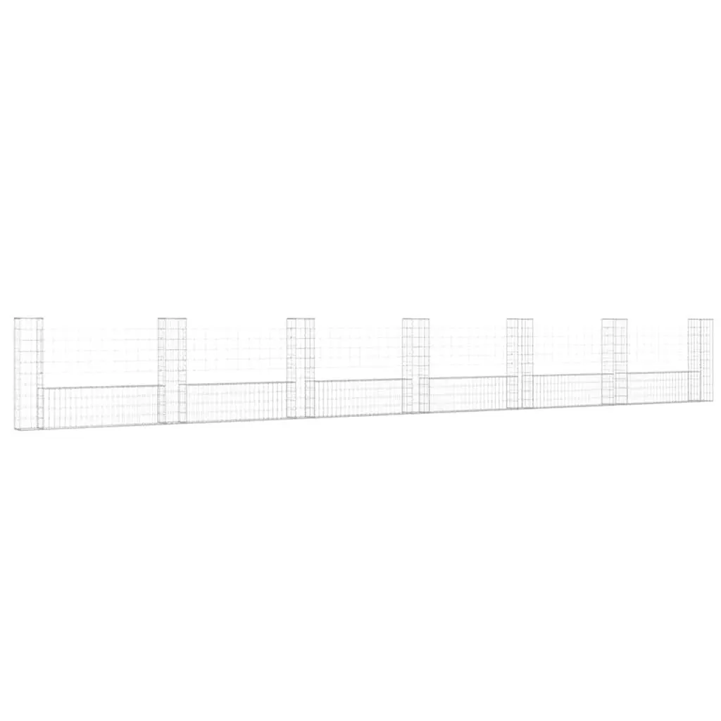 U-Shape Gabion Basket Garden Retaining Wall 740 x 20 x 100 cm with 7 Posts