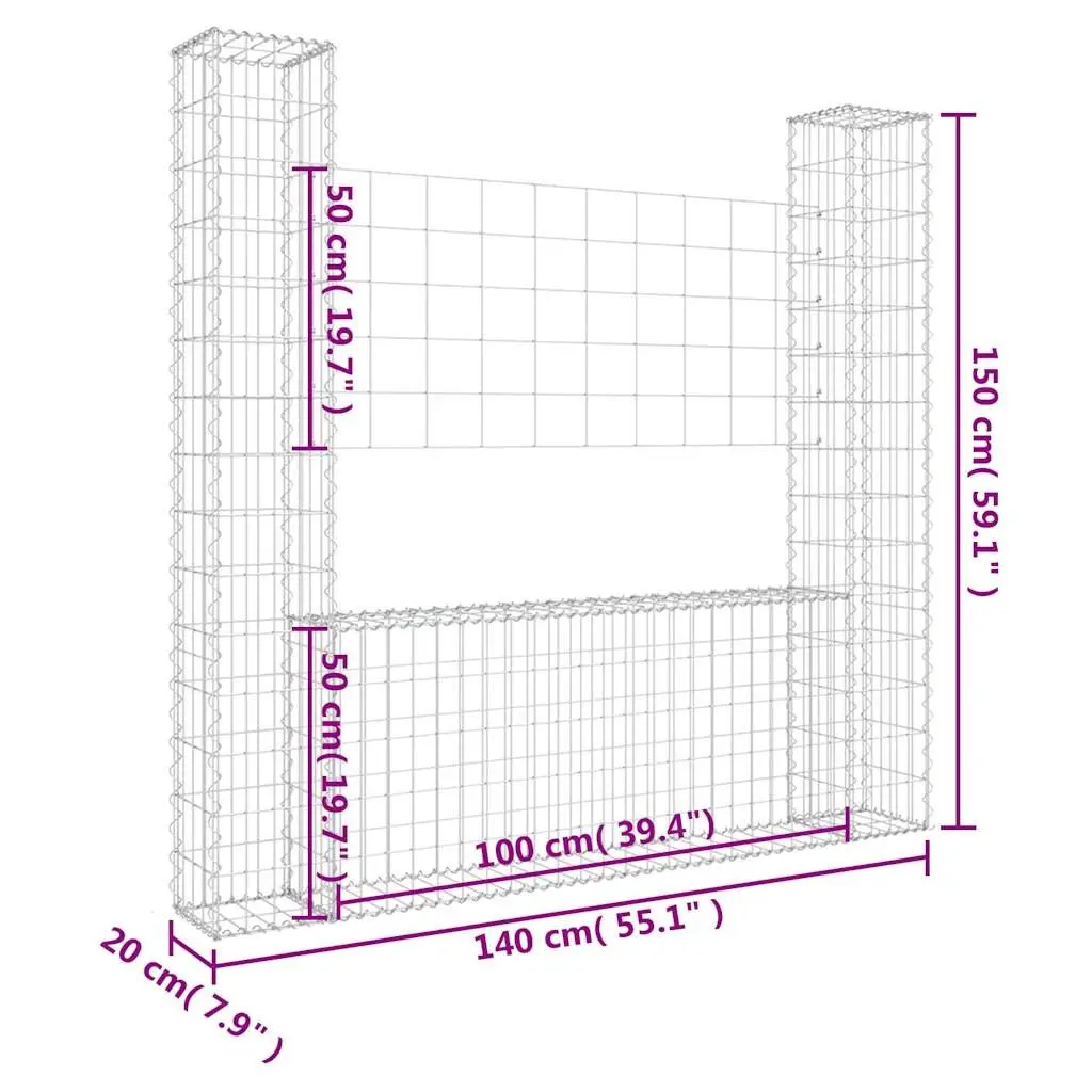 U-Shape Gabion Basket with 2 Posts