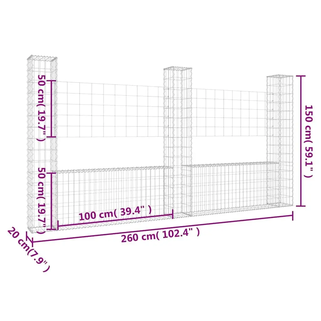 U-Shape Gabion Basket with Posts