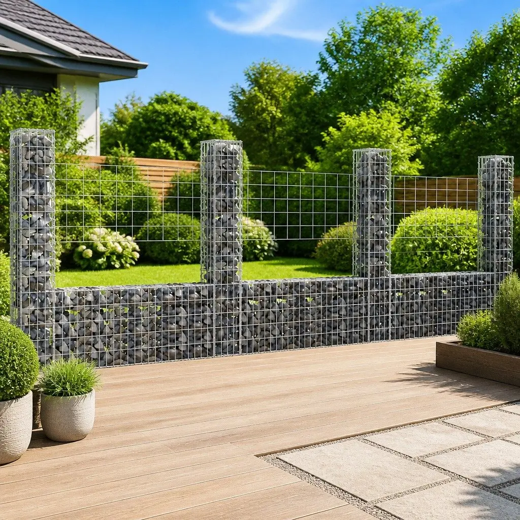 U-Shape Gabion Basket Fence Panel Garden 380x20x150cm