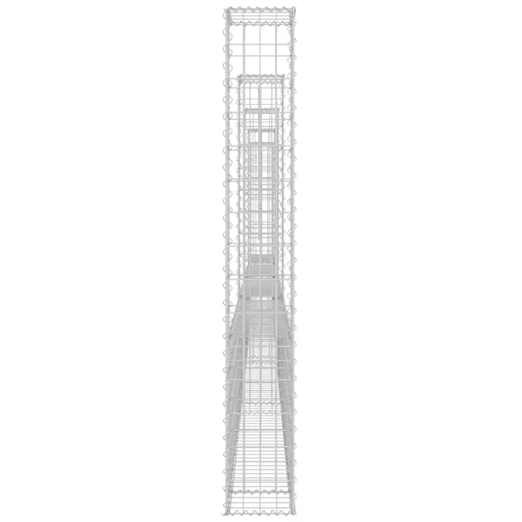 U-Shape Gabion Basket Garden Retaining Wall with 5 Posts Iron Fence Panel 500 x 20 x 150 cm