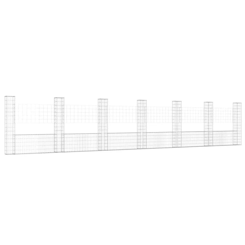 U-Shape Gabion Basket Fence Panel for Garden 740 x 20 x 150 cm