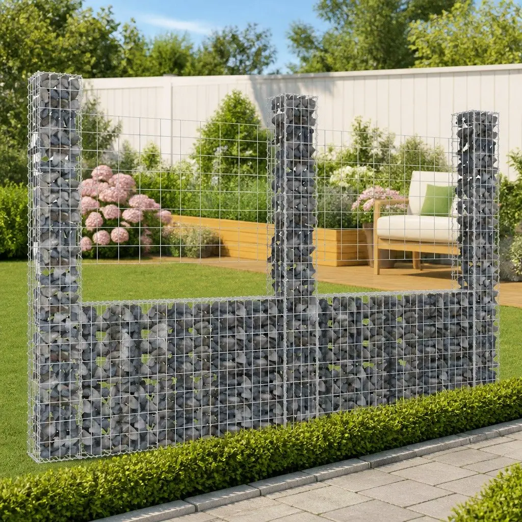 U-Shape Gabion Basket Fence Panel Garden 260x20x200cm