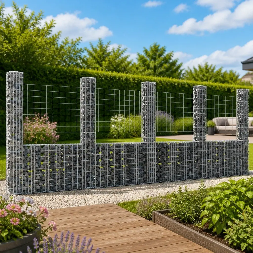 U-Shape Gabion Basket with Iron Fence Panel