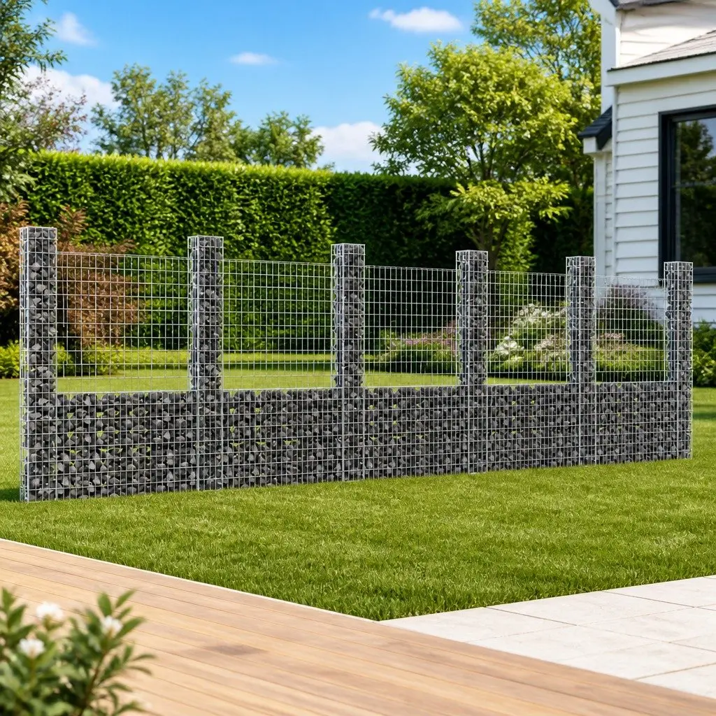 U-Shape Gabion Basket Fence Panel for Garden 620 x 20 x 200 cm