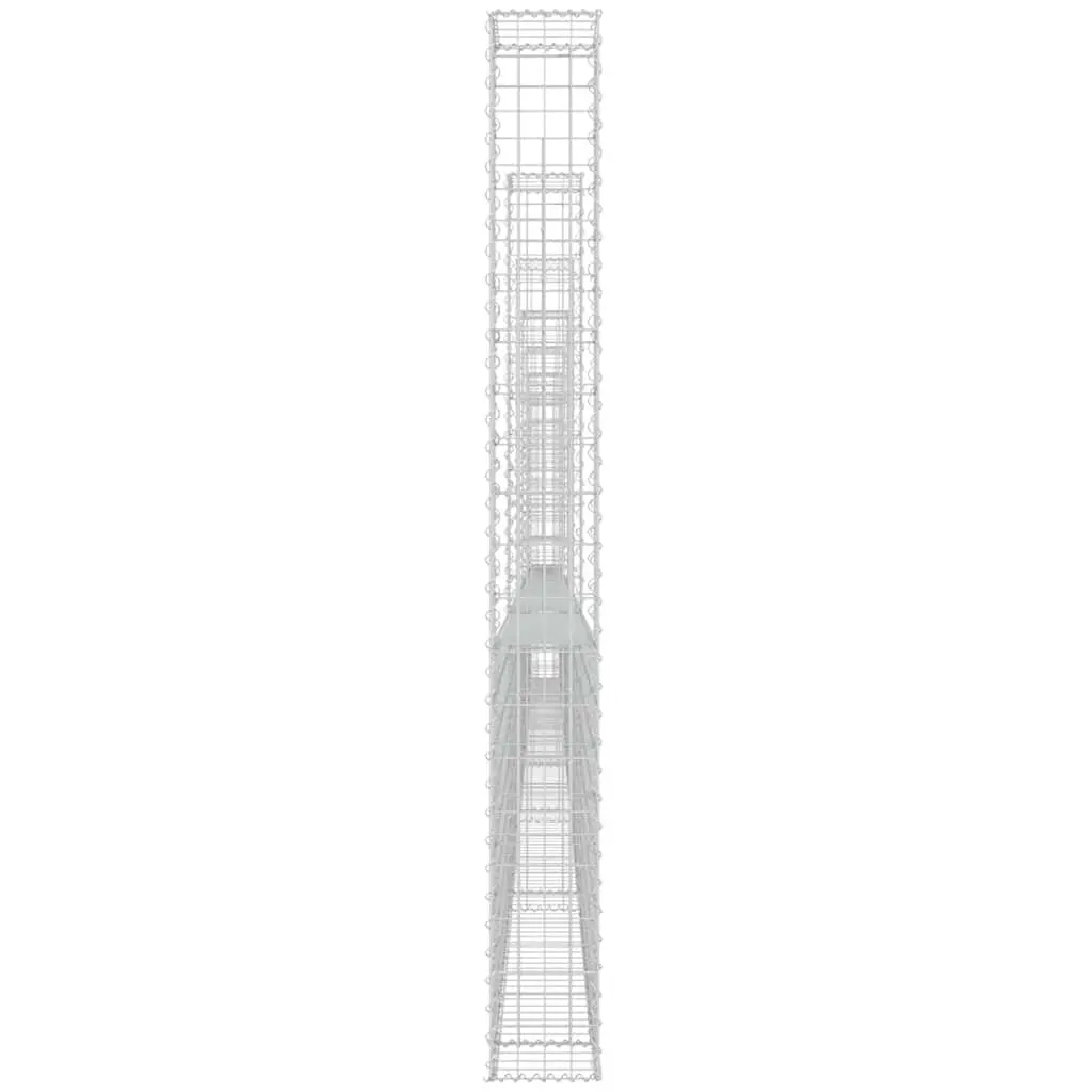 U-Shape Gabion Basket Garden Landscape Retaining Wall Fence Panel with 7 Posts 740 x 20 x 200 cm
