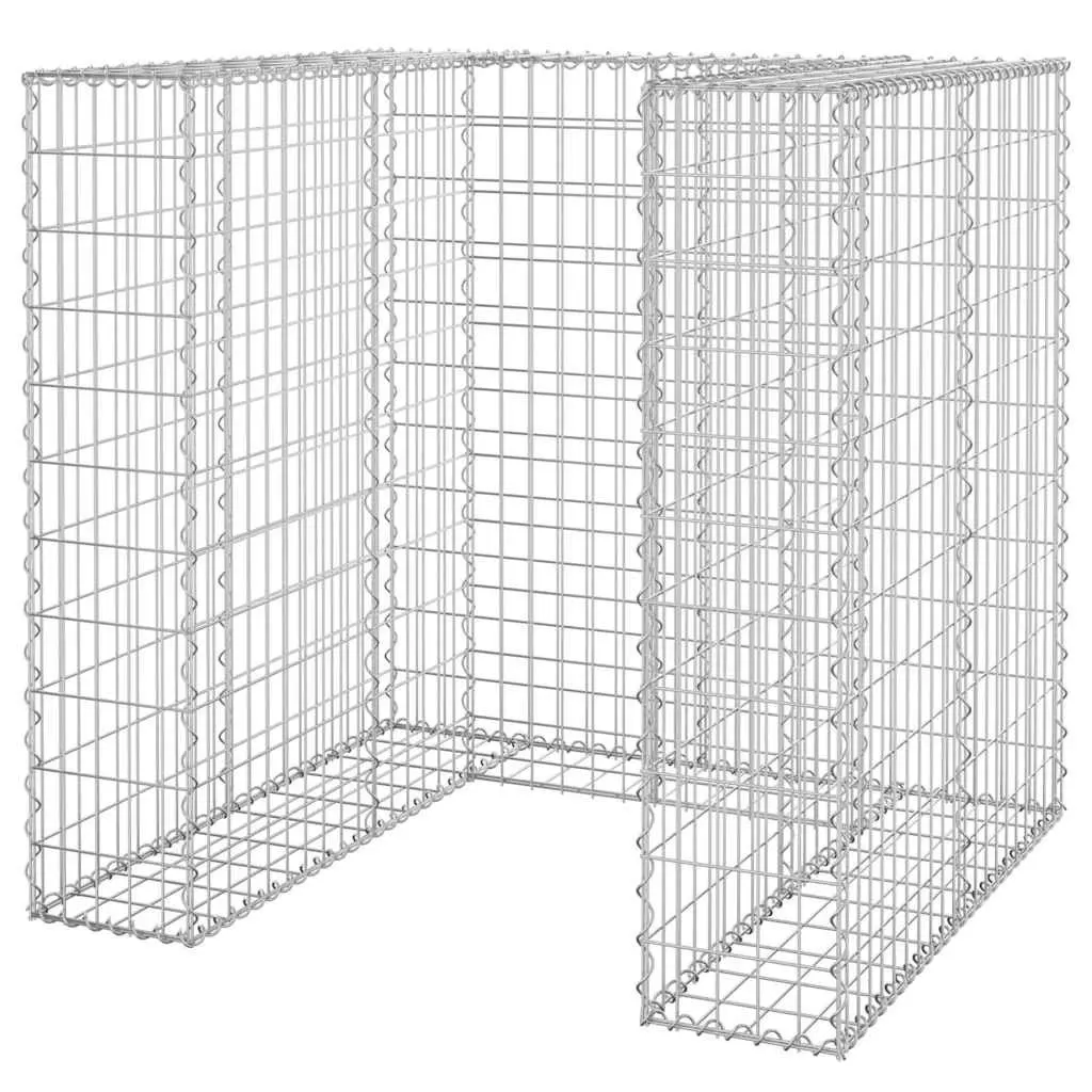 Gabion Wall Waste Bin Container Enclosure Garden Patio 110 x 100 x 110 cm Galvanised Steel