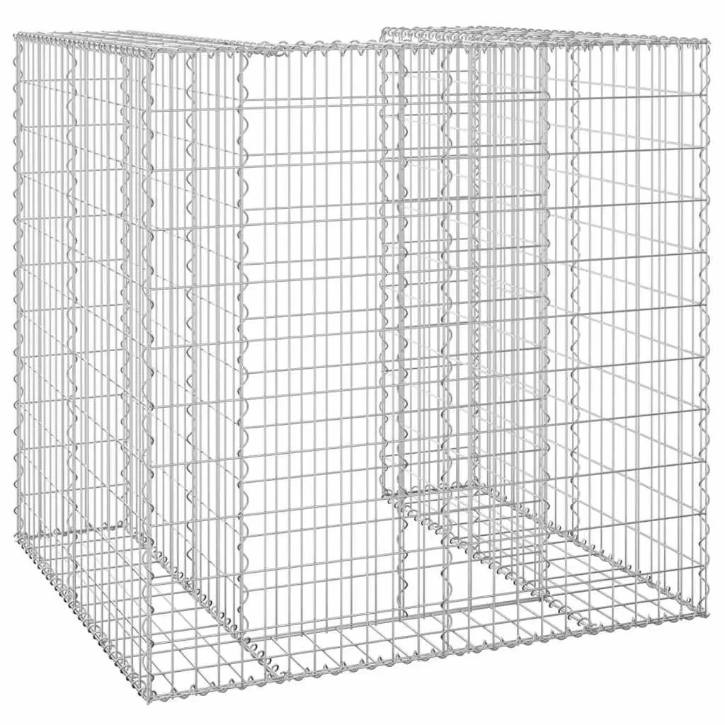 Gabion Wall Waste Bin Container Enclosure Garden Patio 110 x 100 x 110 cm Galvanised Steel