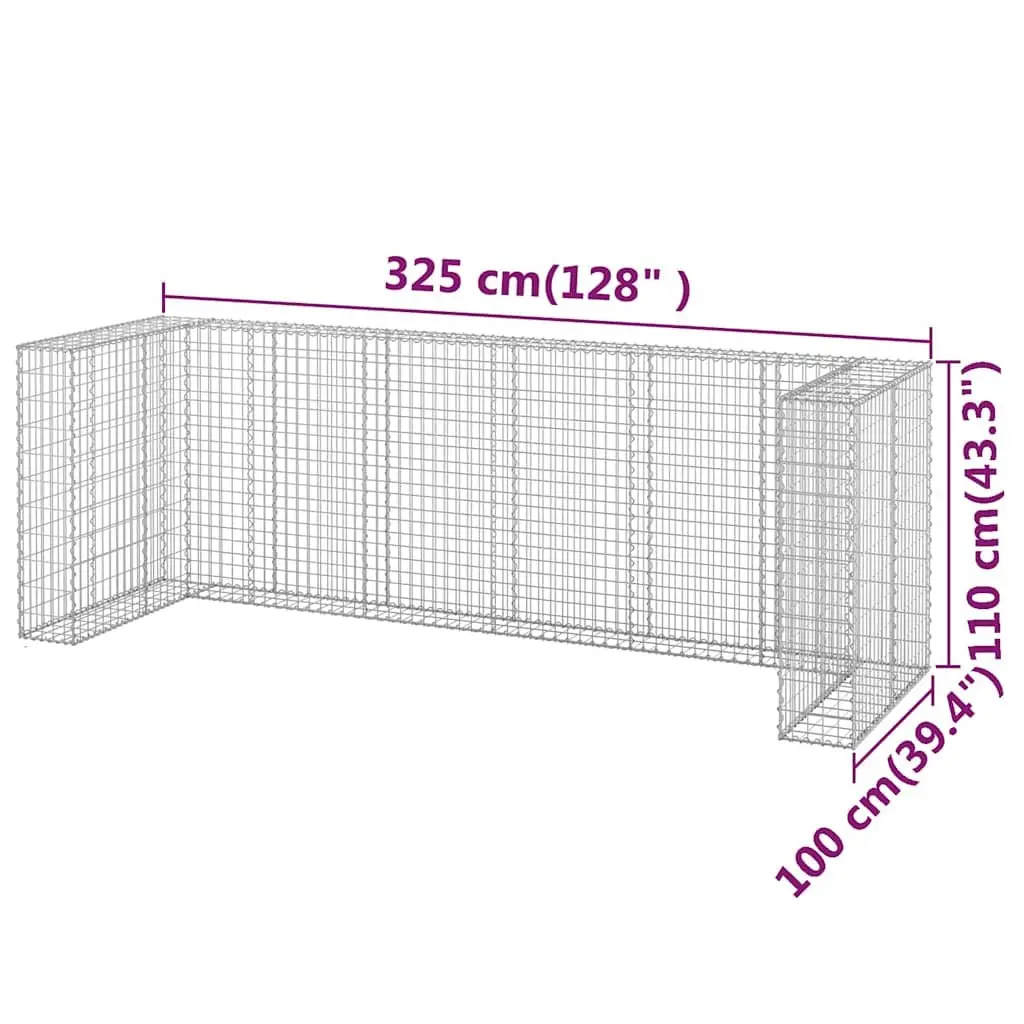 Gabion Wall Waste Container Enclosure Garbage Bin Screen Garden Patio Galvanised