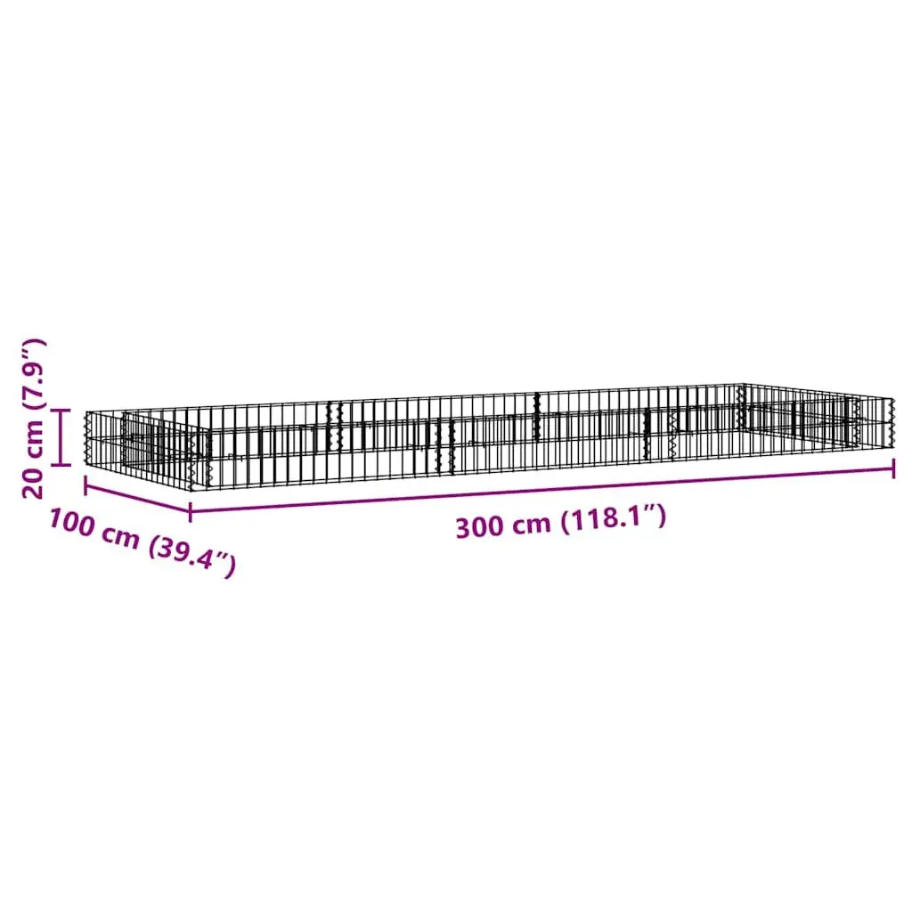 Gabion Raised Bed Garden Planter 300x100x20 cm Galvanised Steel