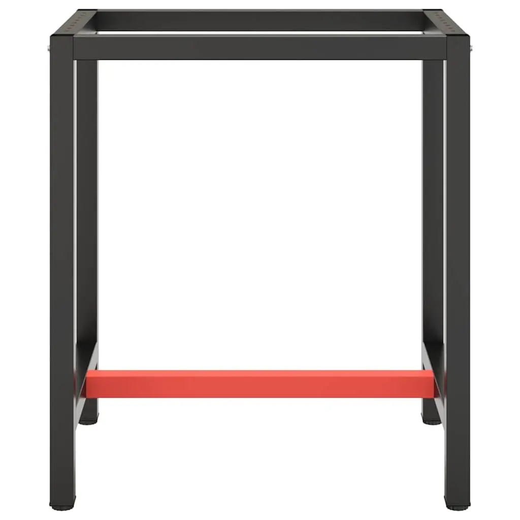 Work Bench Frame Heavy Duty Metal Table Legs Matte Black Red 70x50x79cm