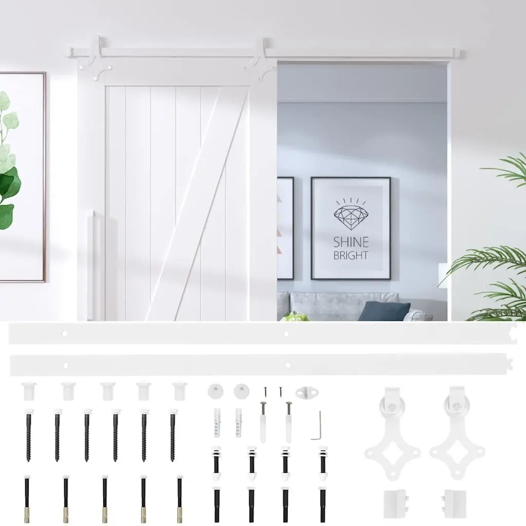 Sliding Door Hardware Kit for Barn Kitchen 183cm Steel White Track Rail