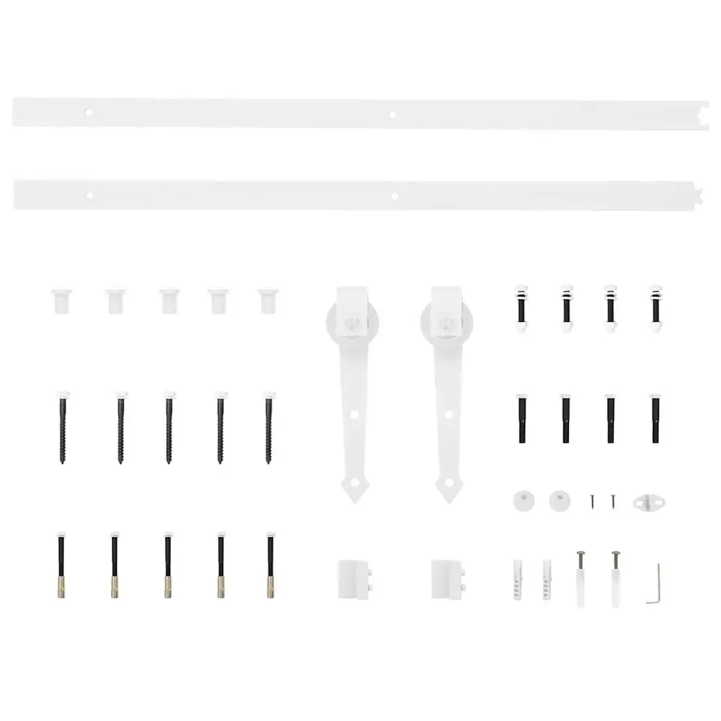 Sliding Door Hardware Kit 183cm Steel Track Rail System White