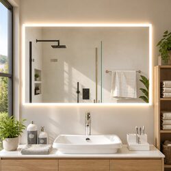 100x60 cm LED Bathroom Mirror with USB Interface