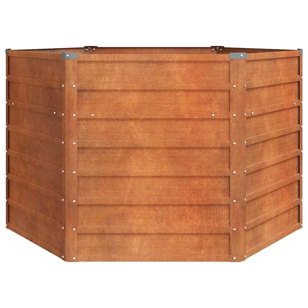 Hexagon Garden Raised Bed Planter Box Outdoor Vegetable Flower Herb Corten Steel 129 x 129 x 77 cm