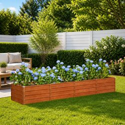 Corten Steel Garden Raised Bed: 320 x 80 x 45 cm, Brown
