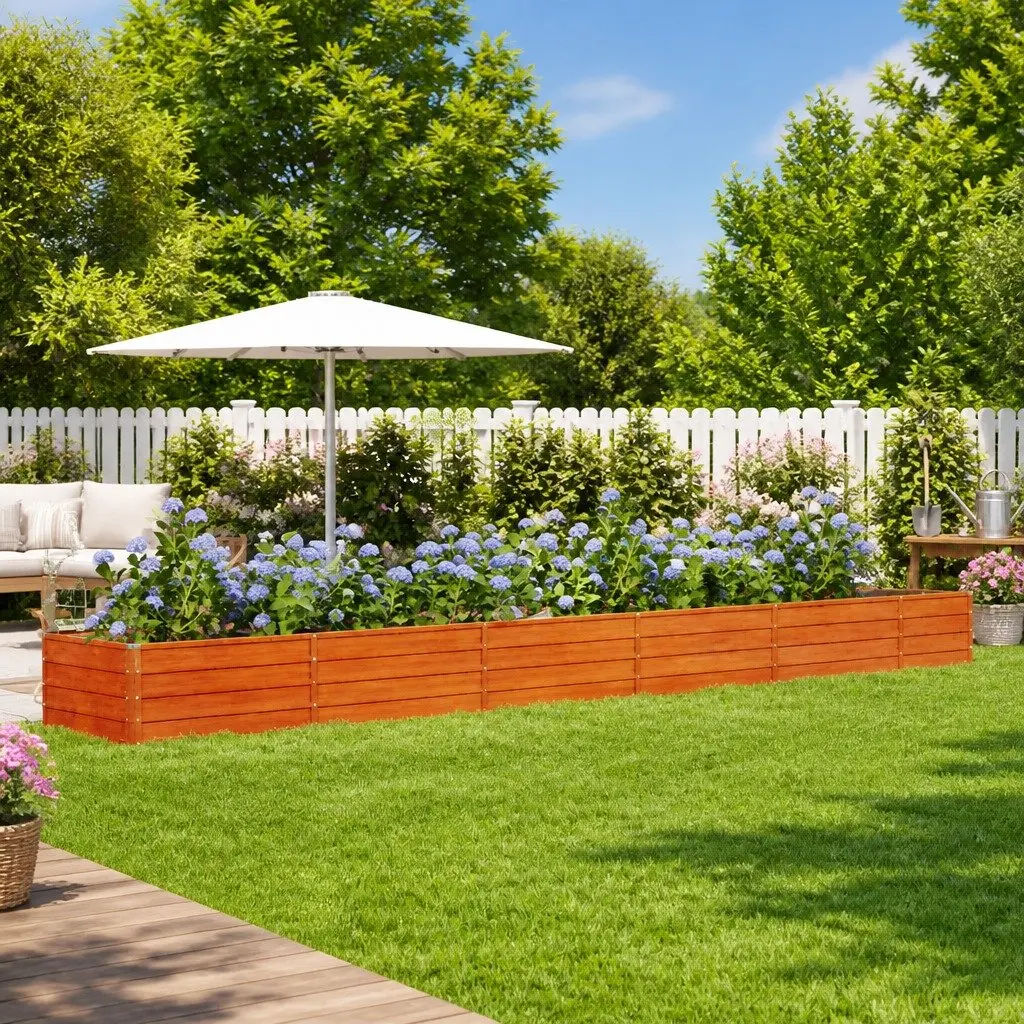Garden Raised Bed Planter Corten Steel Outdoor Vegetable 600x80x45 cm
