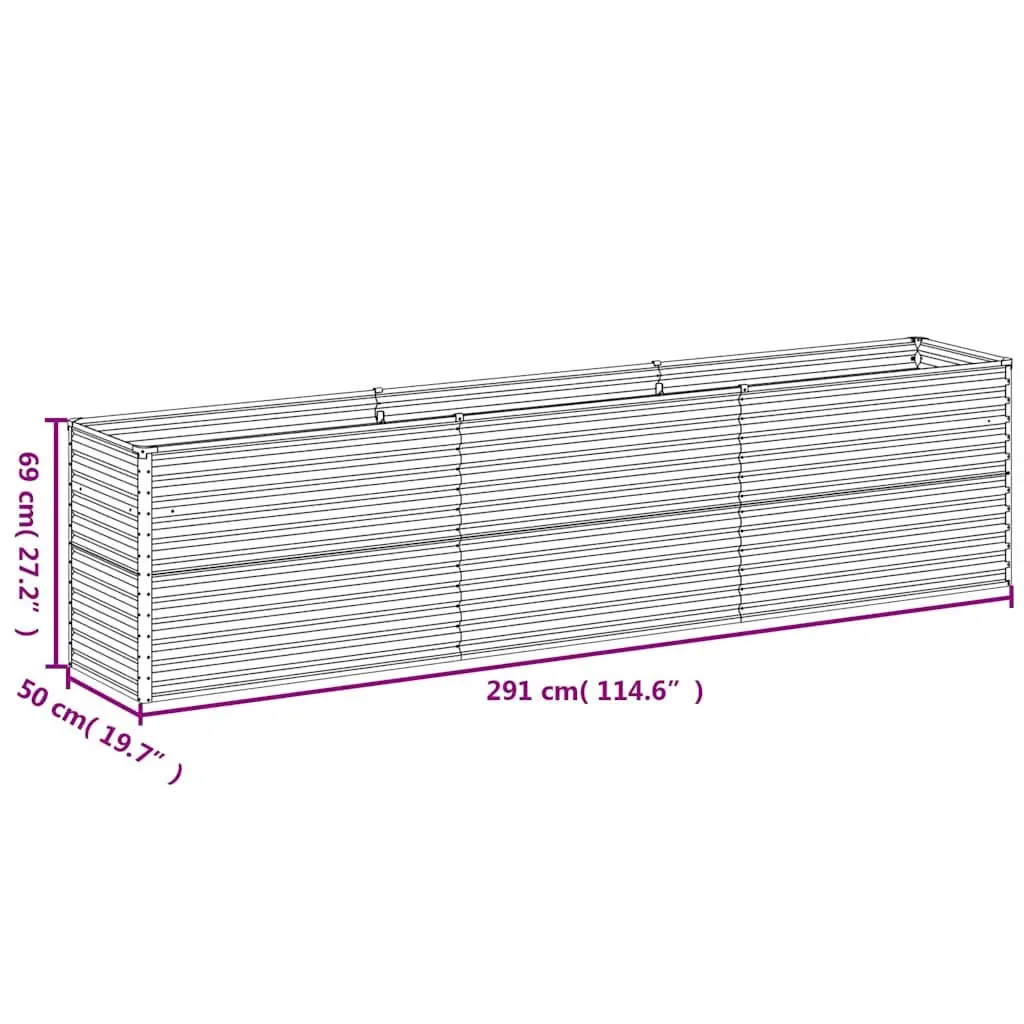 Garden Raised Bed Planter 291x50x69 cm Corten Steel Outdoor Vegetable Flower Box