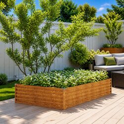 Corten Steel Raised Bed Planter, 195x100x36 cm