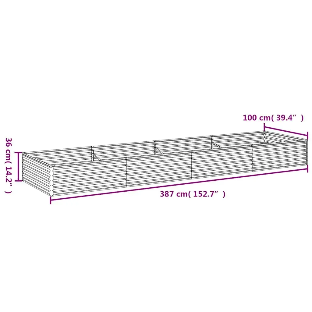 Garden Raised Bed Outdoor Vegetable Flower Corten Steel 387x100x36 cm
