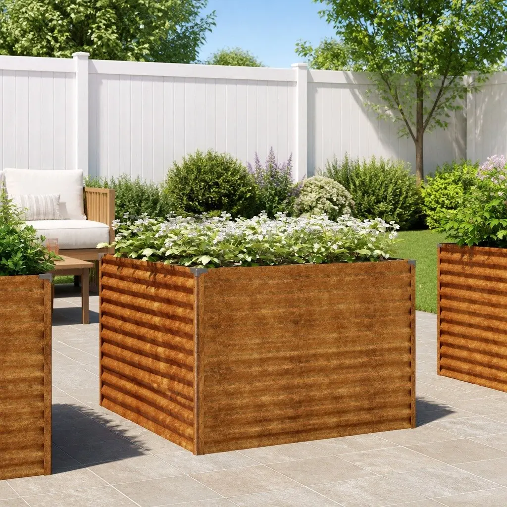 100x100x69 cm Corten Steel Planter Box