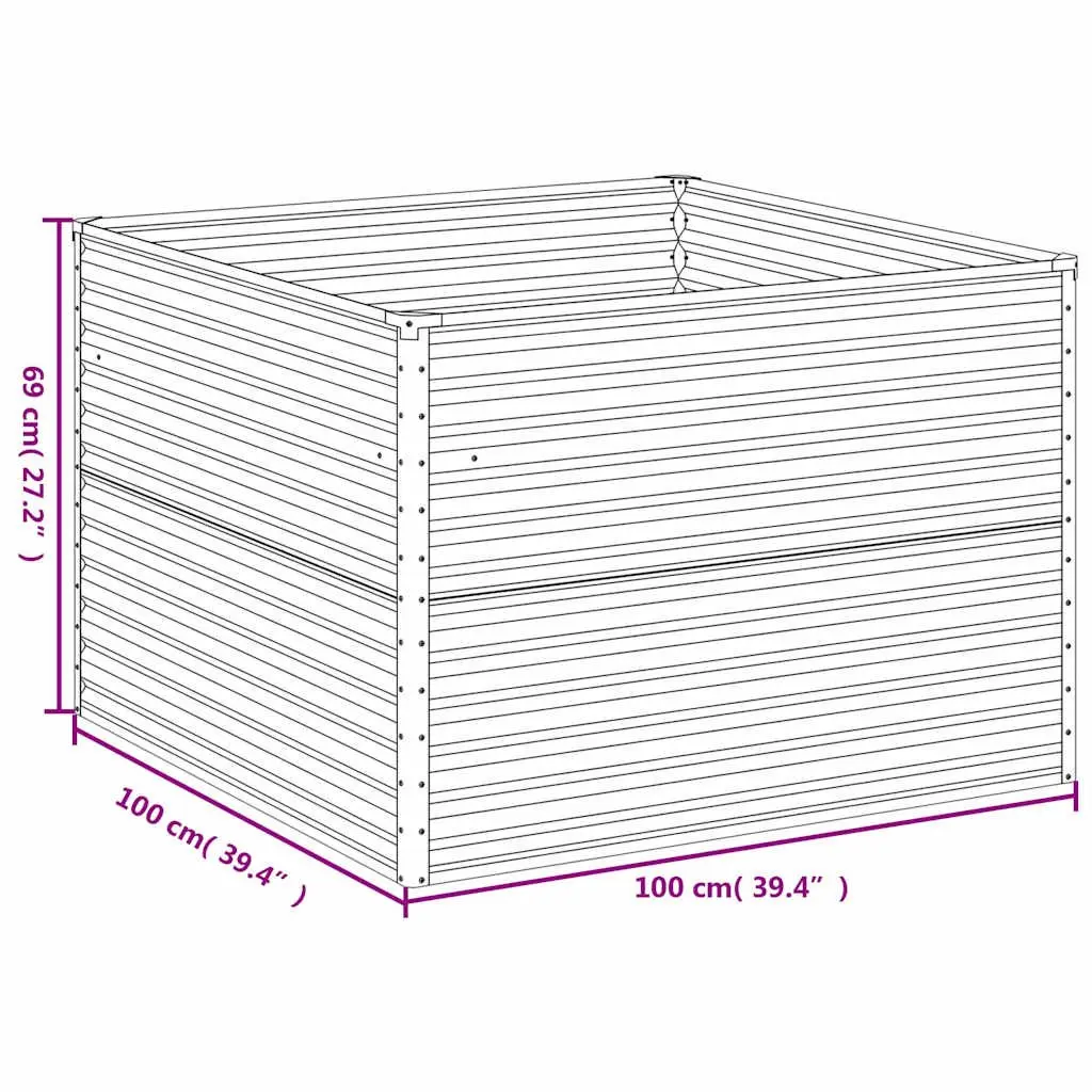 100x100x69 cm Corten Steel Planter Box