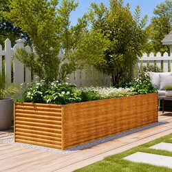 Specifications of the Corten Steel Raised Garden Bed 386x100x69cm