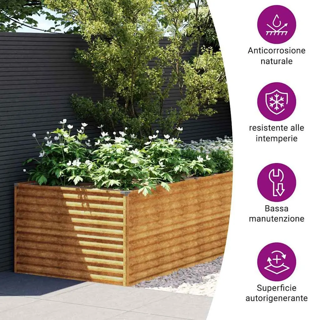 Corten Steel Planter Box for Garden 479x100x69cm for Vegetables Flowers Herbs