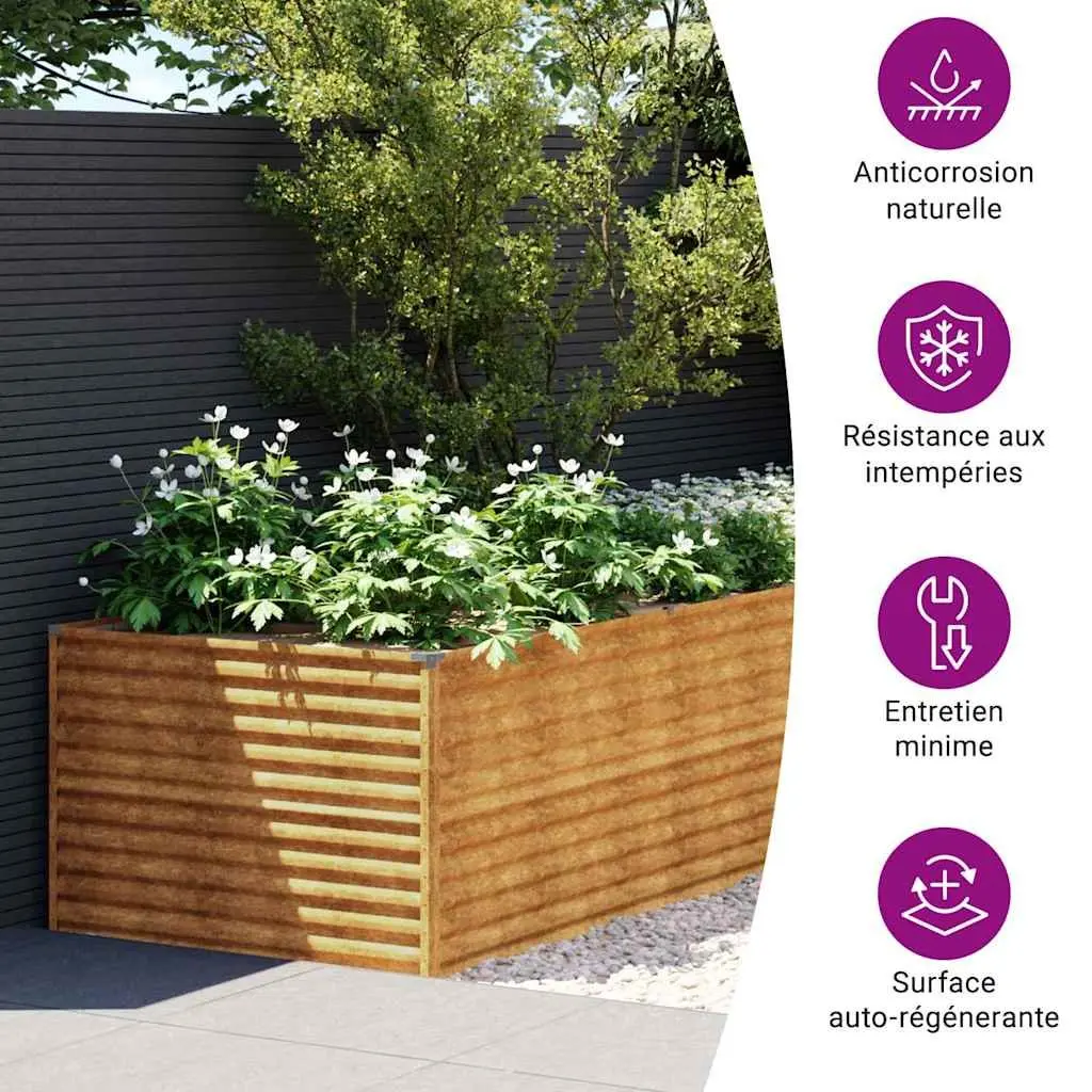 Corten Steel Planter Box for Garden 479x100x69cm for Vegetables Flowers Herbs