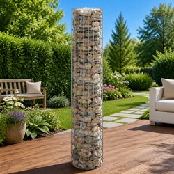 Circular Gabion Pole Galvanised Steel Garden Fence Border Post Ø30x150 cm