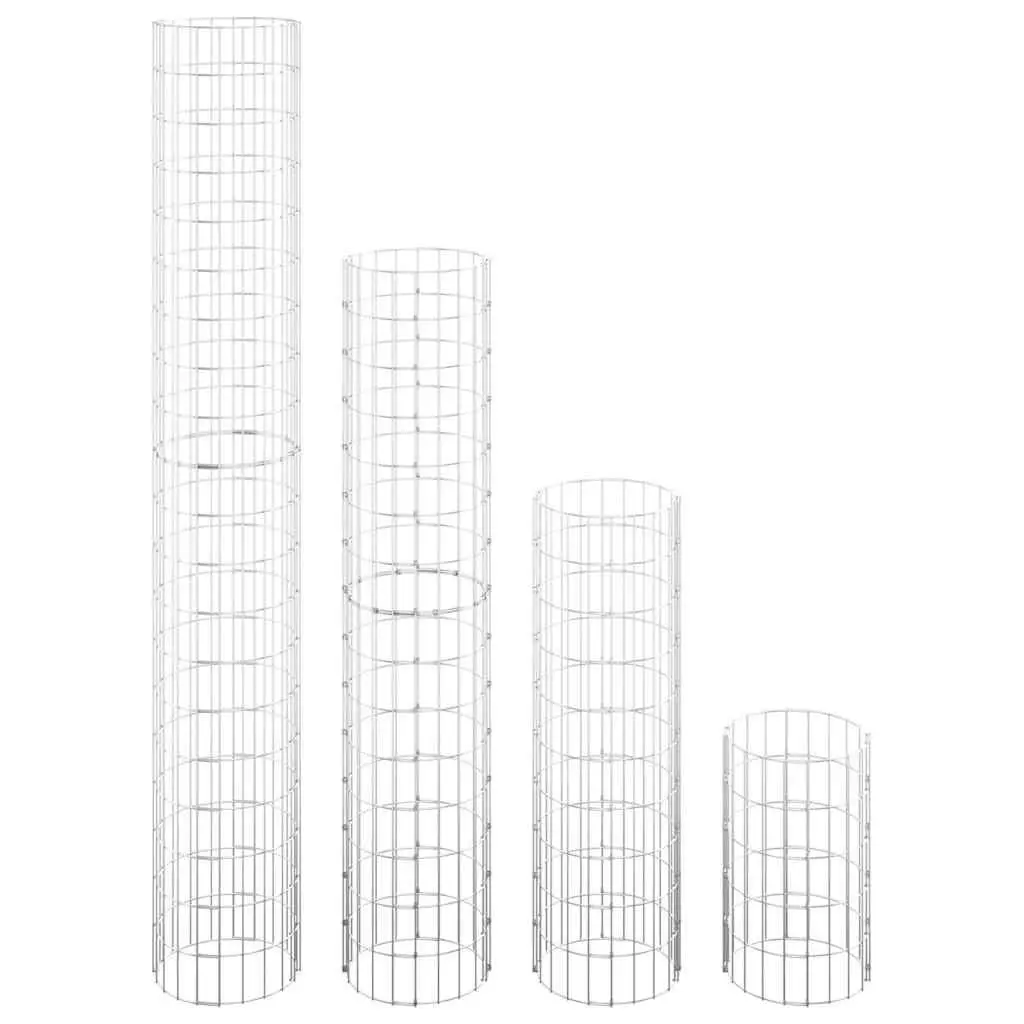 Circular Gabion Raised Garden Beds Set 4 Pieces Ø30cm Planter Border Silver