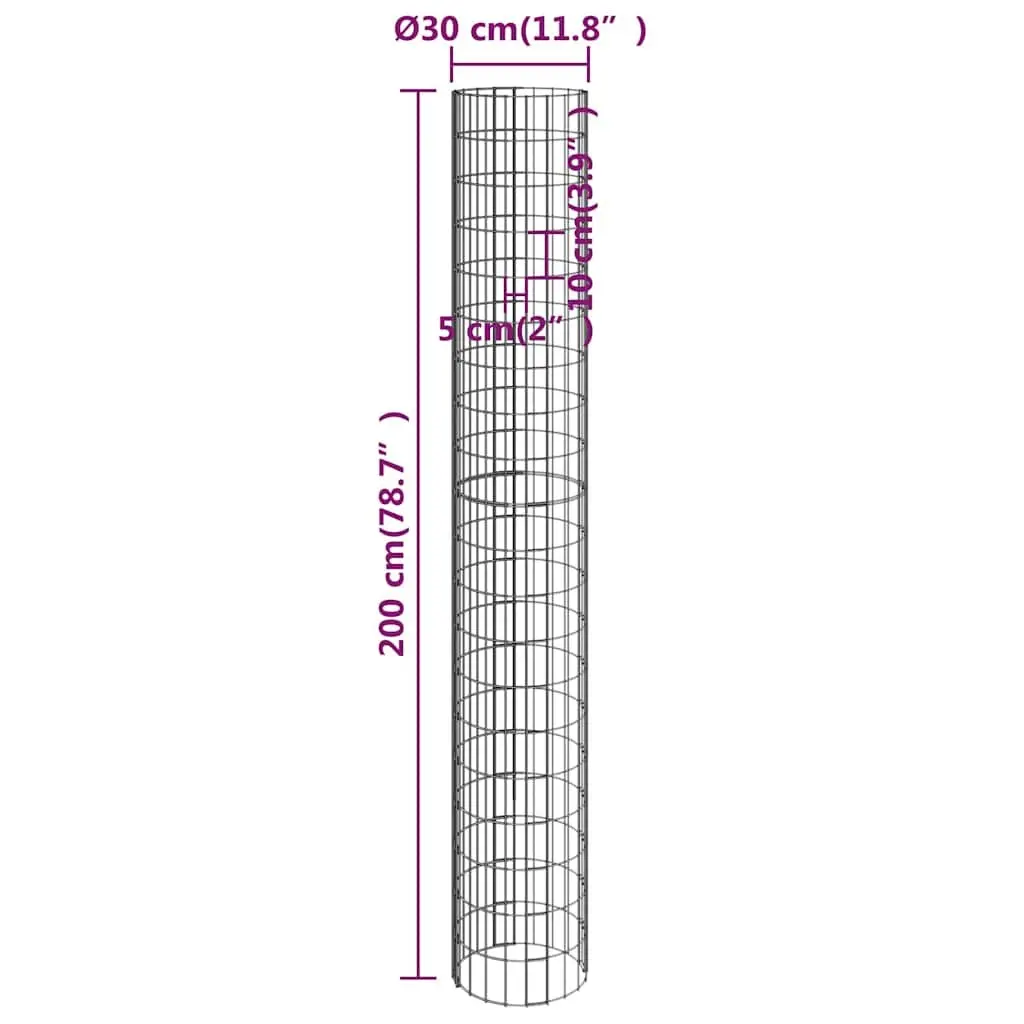 Circular Gabion Raised Garden Beds Set 4 Pieces Ø30cm Planter Border Silver