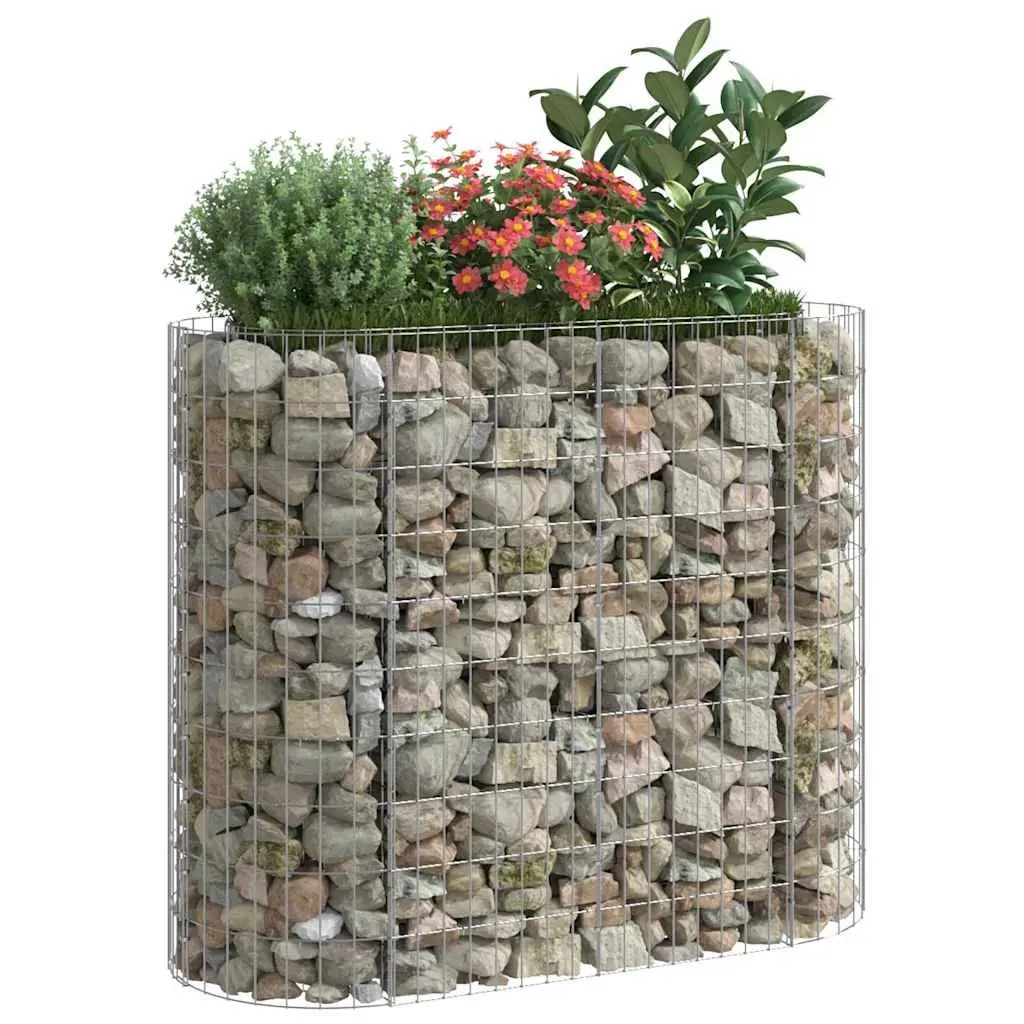 Gabion Raised Bed Planter Silver Galvanised Iron Garden Border Flower Box