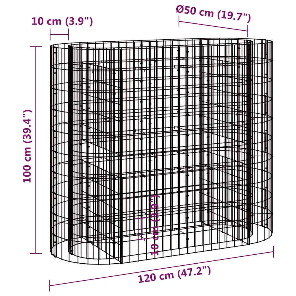 Gabion Raised Bed Planter Silver Galvanised Iron Garden Border Flower Box