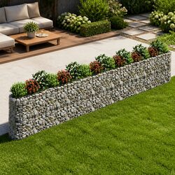 Gabion Raised Bed Galvanised Iron Garden Planter Flower Border 610x50x100cm