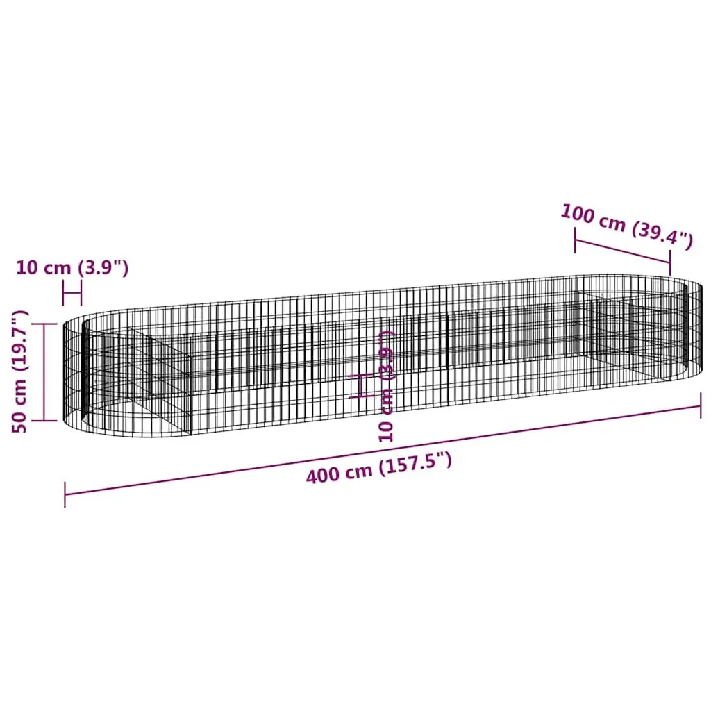 Gabion Raised Bed Garden Planter Outdoor 400x100x50cm