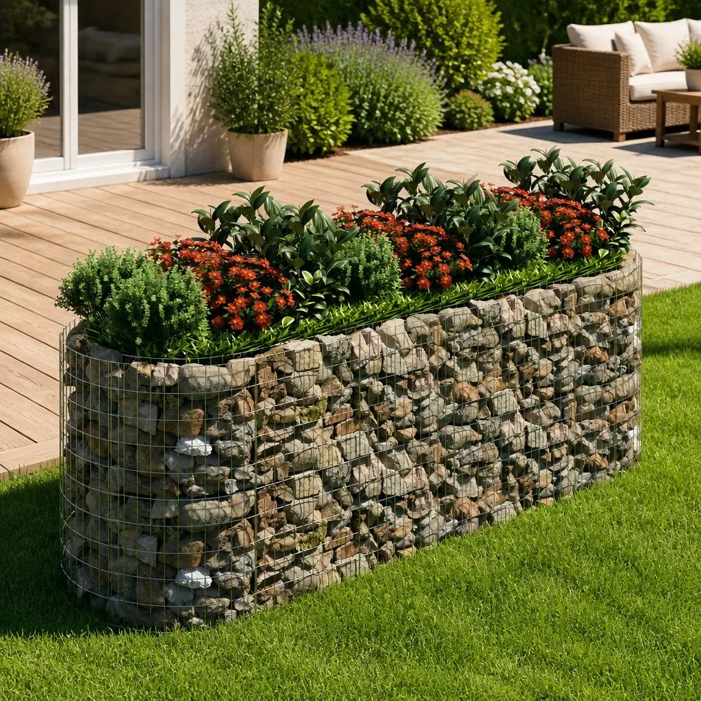 Galvanised Iron Gabion Raised Garden Bed Planter Border 300x100x100cm Silver